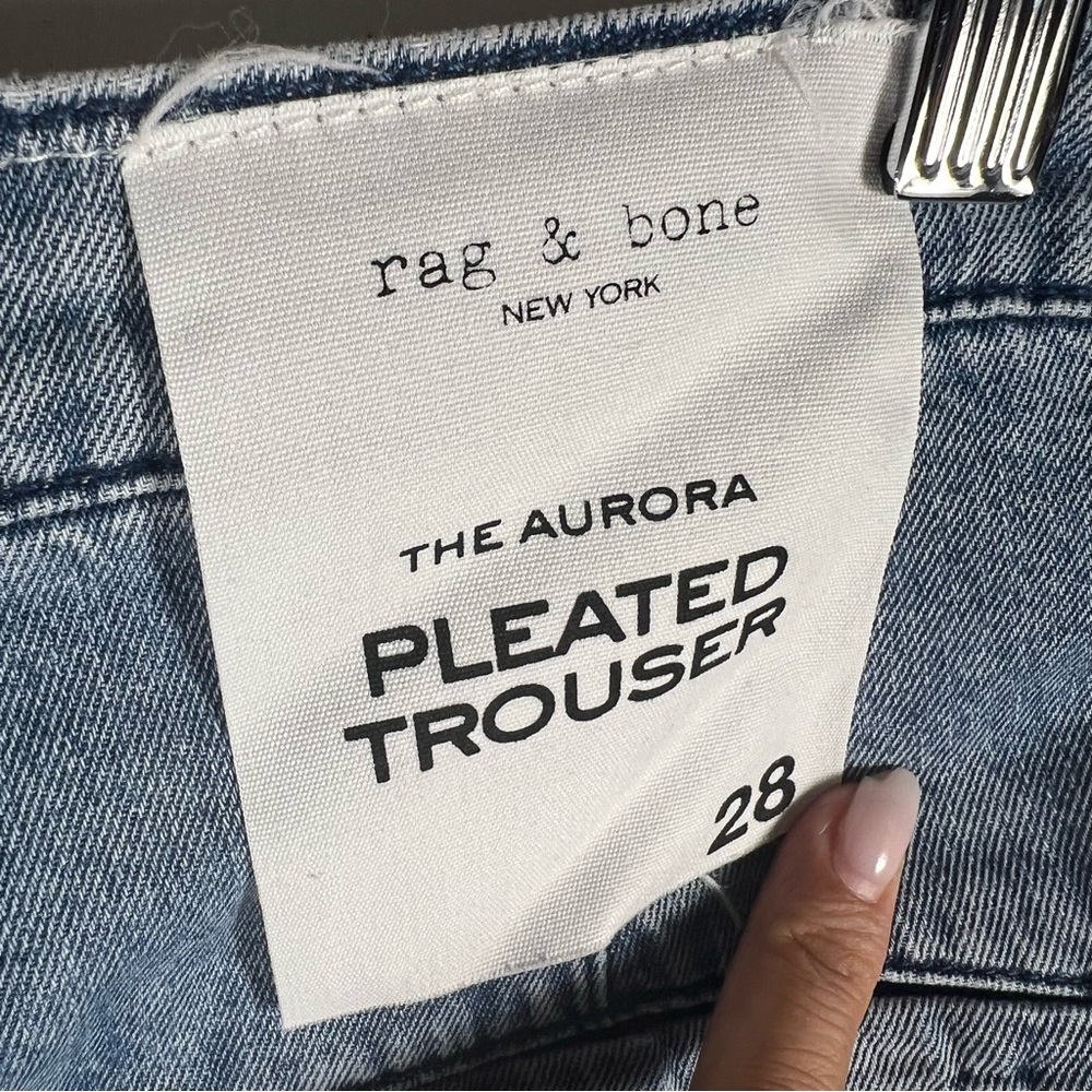 Rag &‎ Bone Aurora Pleated Trousers Winwood Blue Wide Leg Jeans Size 28 - Picture 9 of 11
